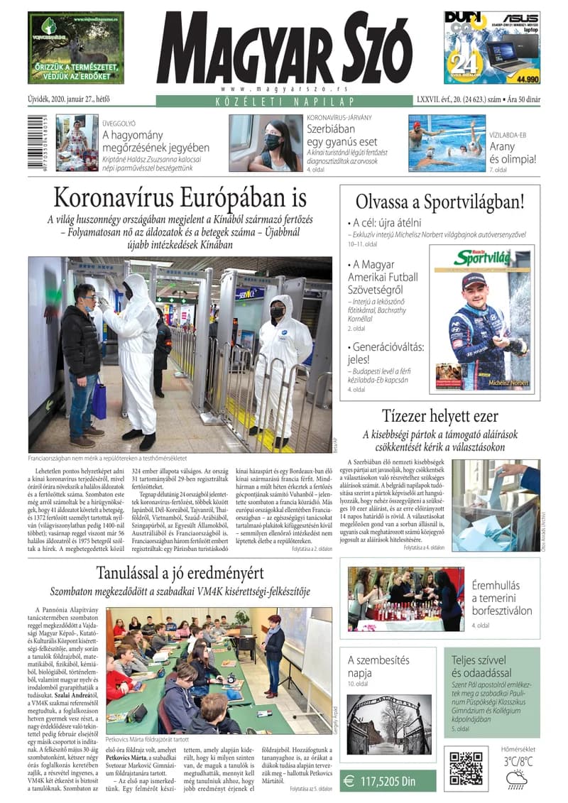 Magyar Szó, 77. évf. 2020. január 27. 20. sz. 1–12. oldal
