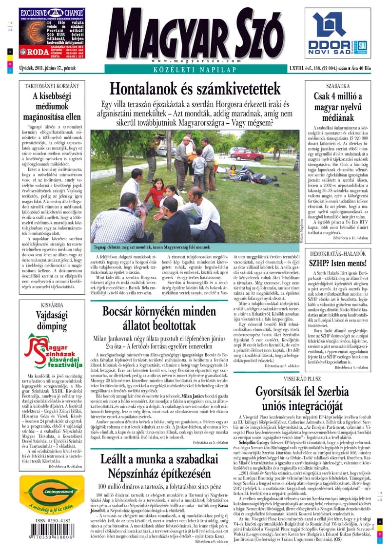 Magyar Szó, 68. évf. 2011. június 17. 138. sz. 1–20. oldal