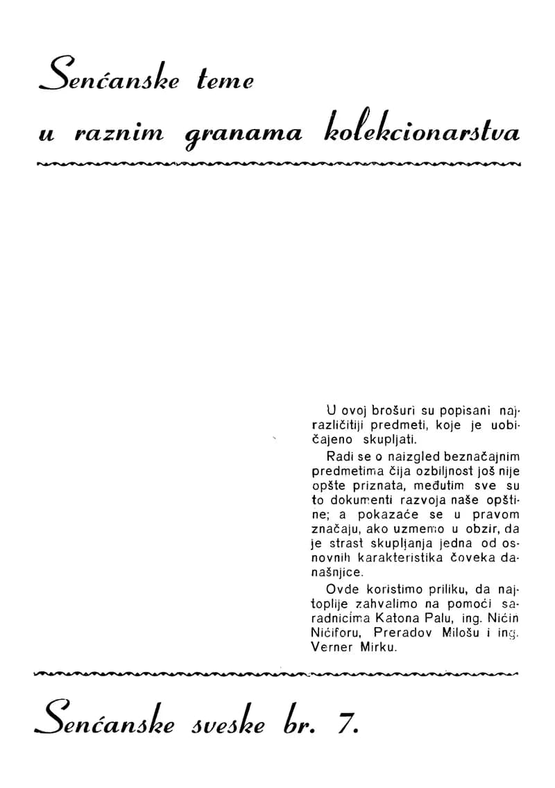 Senćanske teme u raznim granama kolekcionarstva