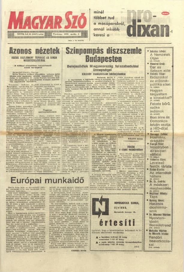 Magyar Szó, 27. évf. 1970. április 5. 93. sz. 1–32. oldal