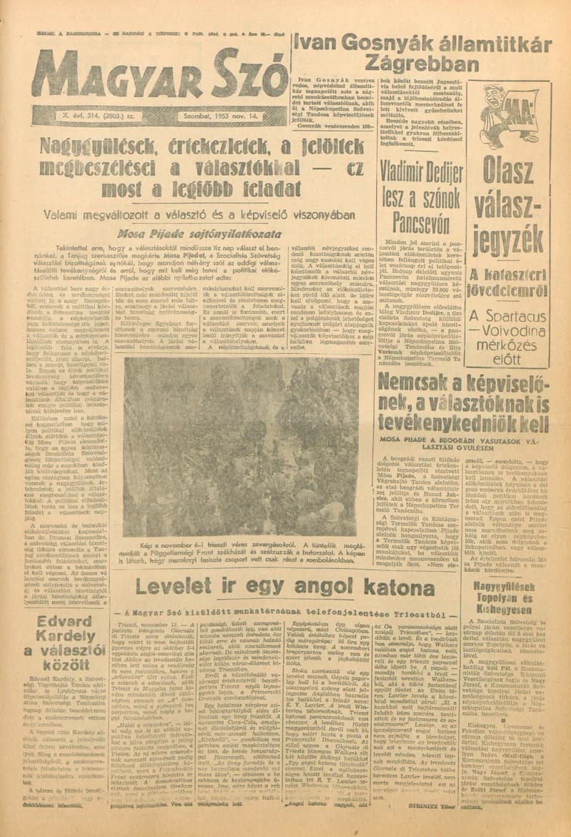 Magyar Szó, 10. évf. 1953. november 14. 314. sz. 1–10. oldal