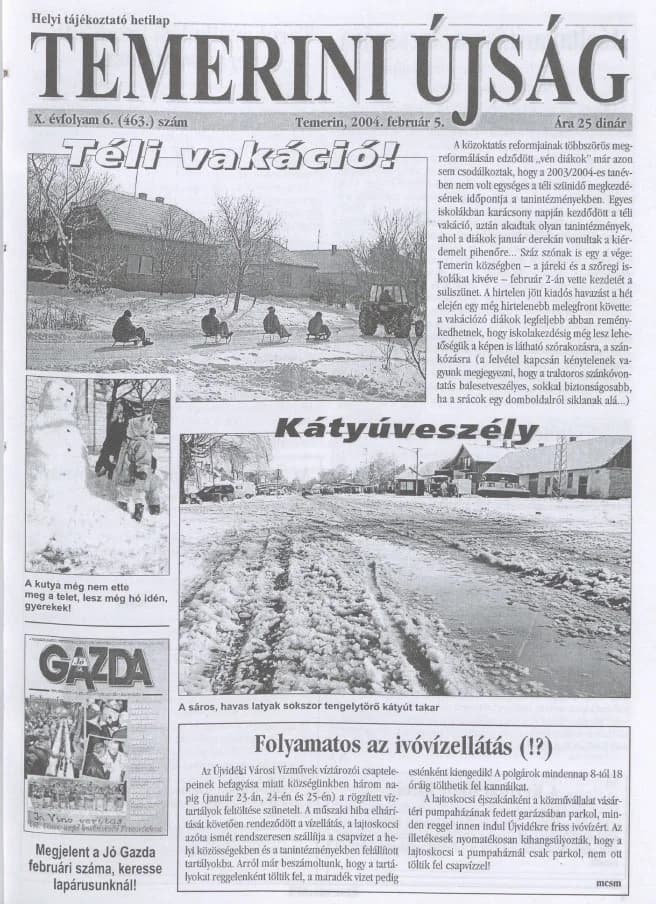 Temerini Újság, 10. évf. 2004. február 5. 6. sz.