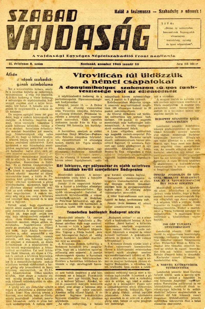 Szabad Vajdaság, 2. évf. 1945. január 13. 8. sz.