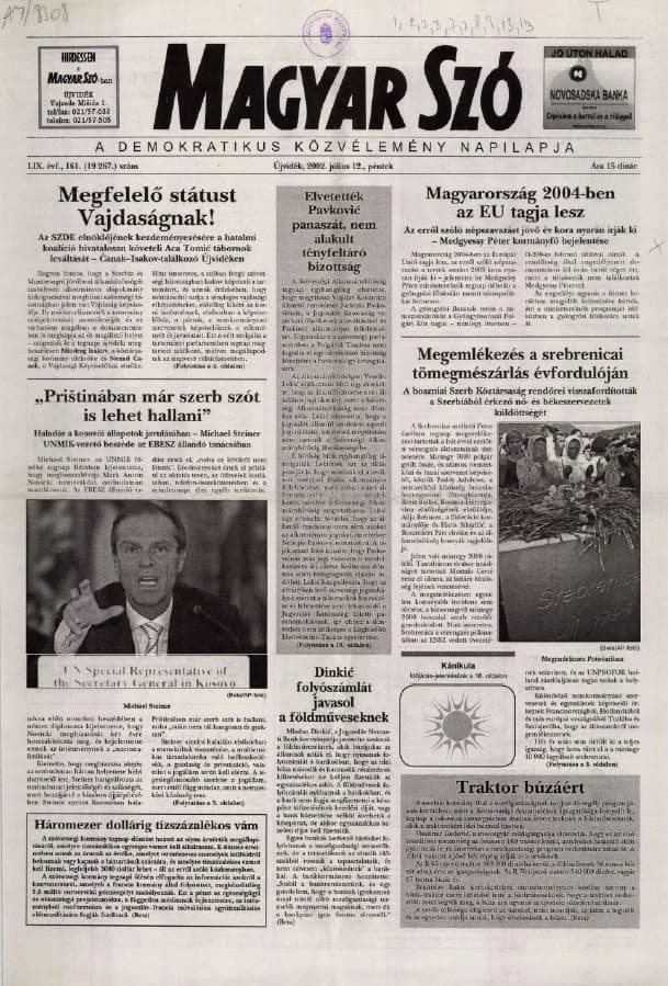Magyar Szó, 59. évf. 2002. július 12. 161. sz. 1–16. oldal