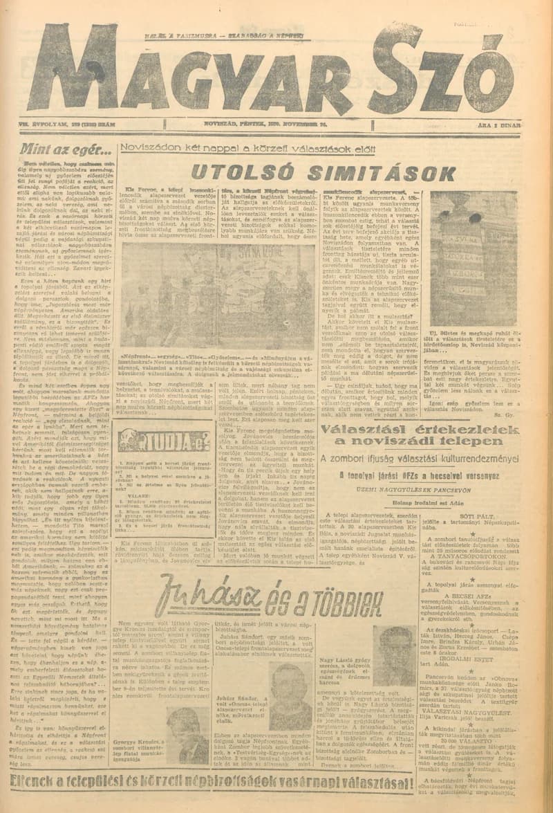 Magyar Szó, 7. évf. 1950. november 24. 279. sz. 1–4. oldal