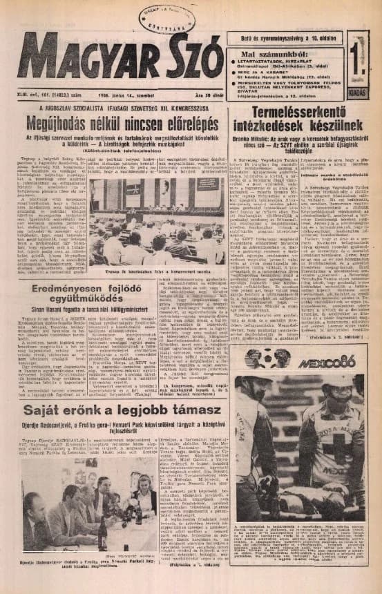 Magyar Szó, 43. évf. 1986. június 14. 161. sz. 1–24. oldal
