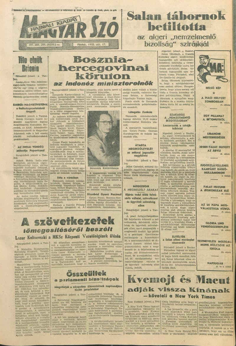 Magyar Szó, 15. évf. 1958. október 17. 259. sz. 1–22. oldal