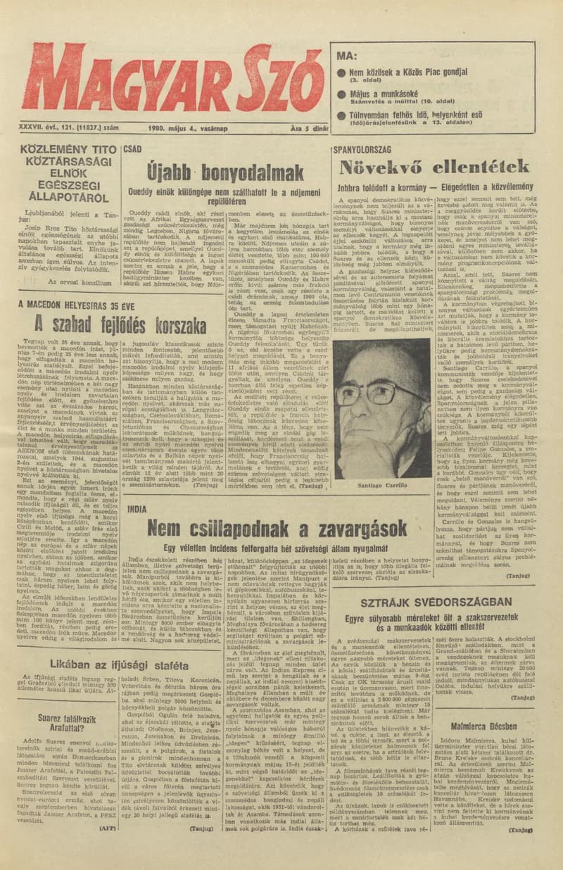 Magyar Szó, 37. évf. 1980. május 4. 121. sz. 1–24. oldal