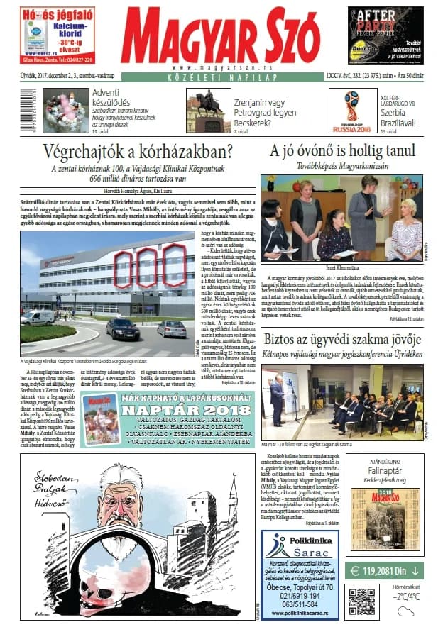 Magyar Szó, 74. évf. 2017. december 2. – 3. 282. sz. 1–32. oldal