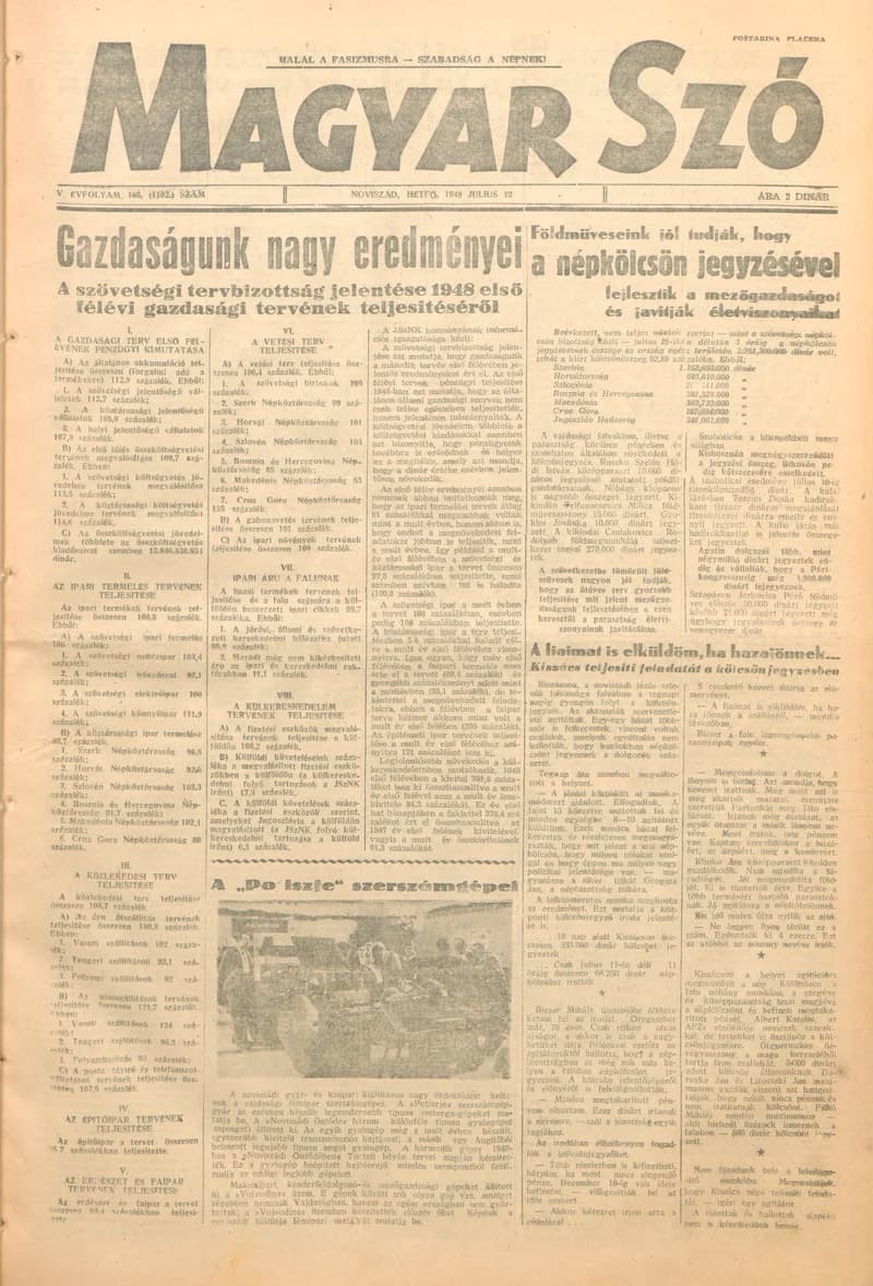 Magyar Szó, 5. évf. 1948. július 12. 165. sz. 1–4. oldal