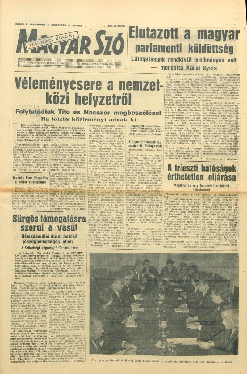 Magyar Szó, 22. évf. 1965. április 29. 117. sz. 1–12. oldal