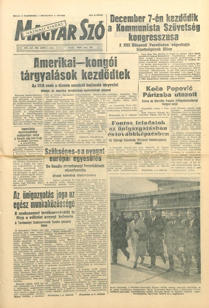 Magyar Szó, 21. évf. 1964. november 24. 326. sz.