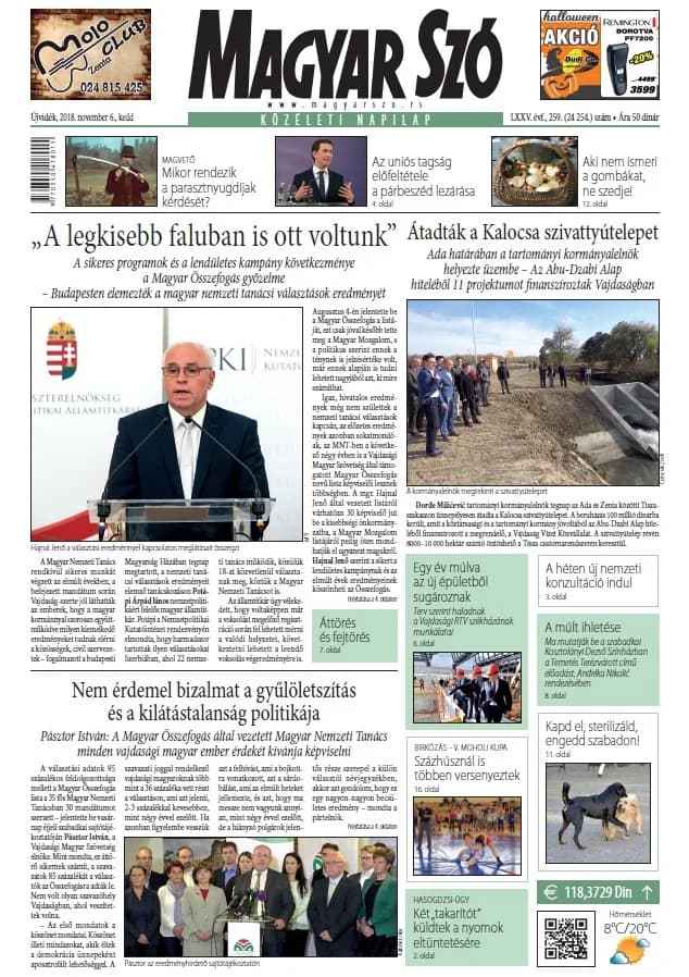 Magyar Szó, 75. évf. 2018. november 6. 259–529. sz. 1–20. oldal