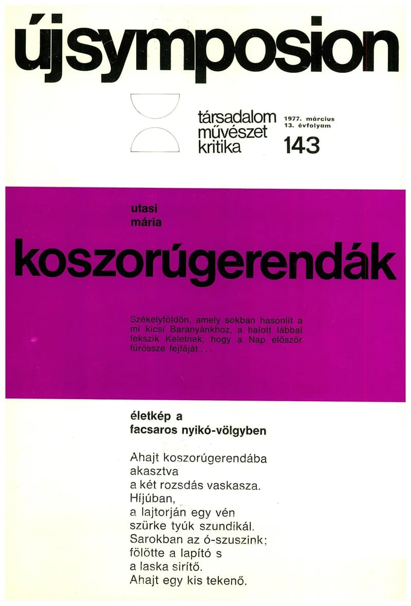 Új Symposion, 13. évf. 1977. március. 143. sz. 97–140. oldal