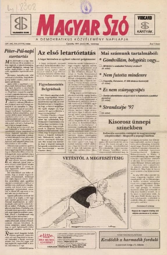 Magyar Szó, 54. évf. 1997. június 29. 151. sz. 1–24. oldal