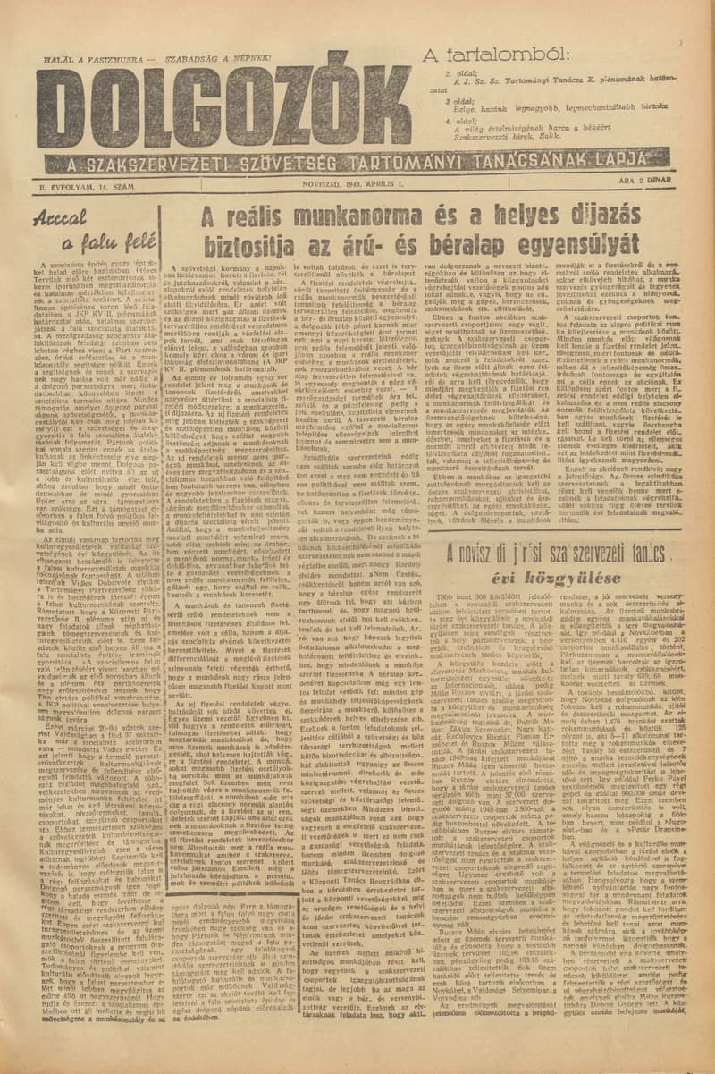 Dolgozók, 3. évf. 1949. április 1. 14. sz.