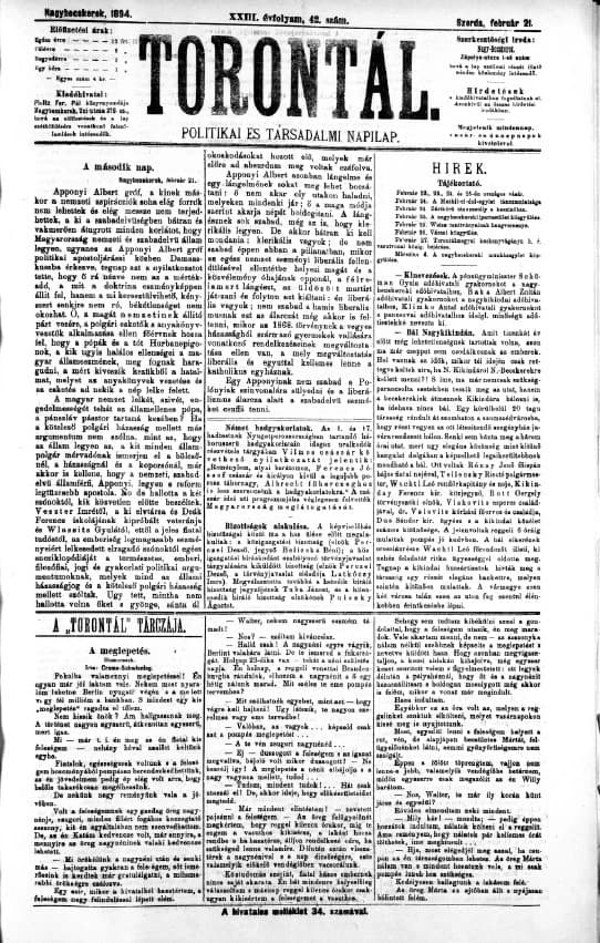 Torontál, 23. évf. 1894. február 21. 42. sz.