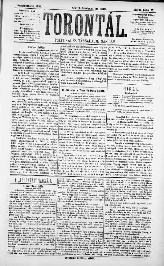 Torontál, 23. évf. 1894. június 27. 146. sz.