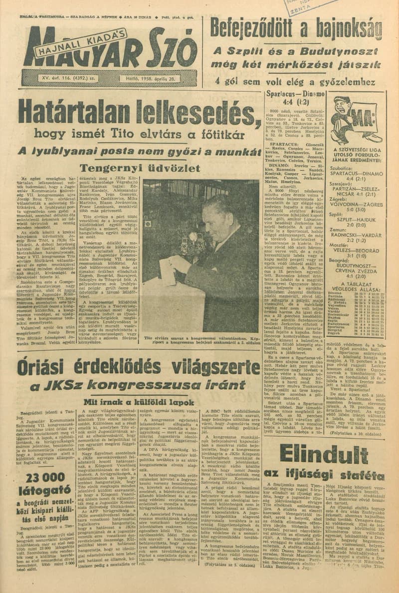 Magyar Szó, 15. évf. 1958. április 28. 116. sz. 1–10. oldal