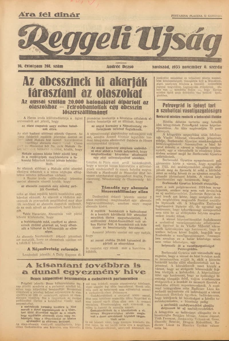 Reggeli Újság, 16. évf. 1935. november 6. 261. sz.