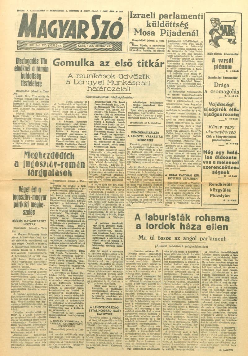 Magyar Szó, 13. évf. 1956. október 23. 290. sz. 1–8. oldal