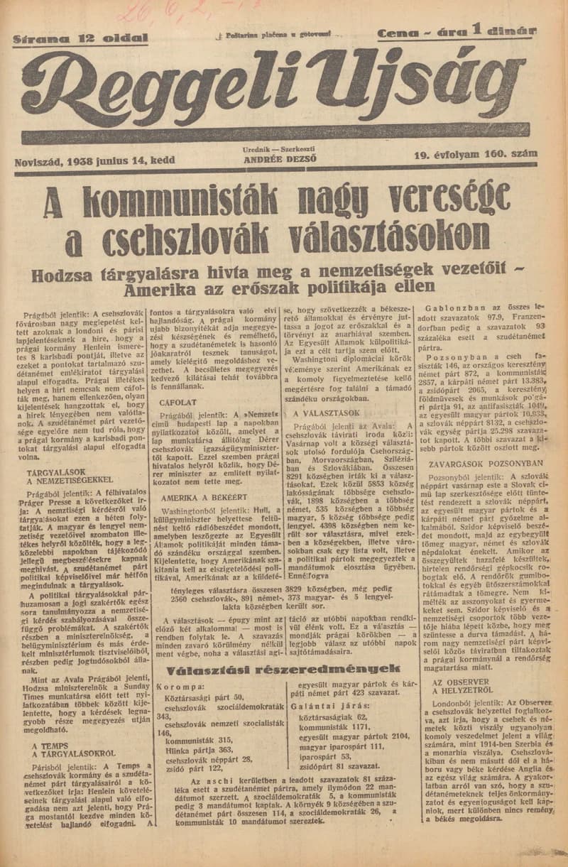 Reggeli Újság, 19. évf. 1938. június 14. 160. sz.