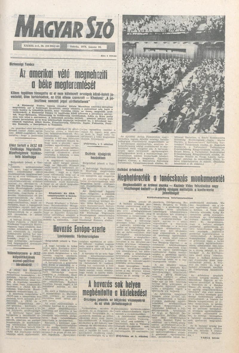 Magyar Szó, 33. évf. 1976. január 28. 26. sz. 1–20. oldal