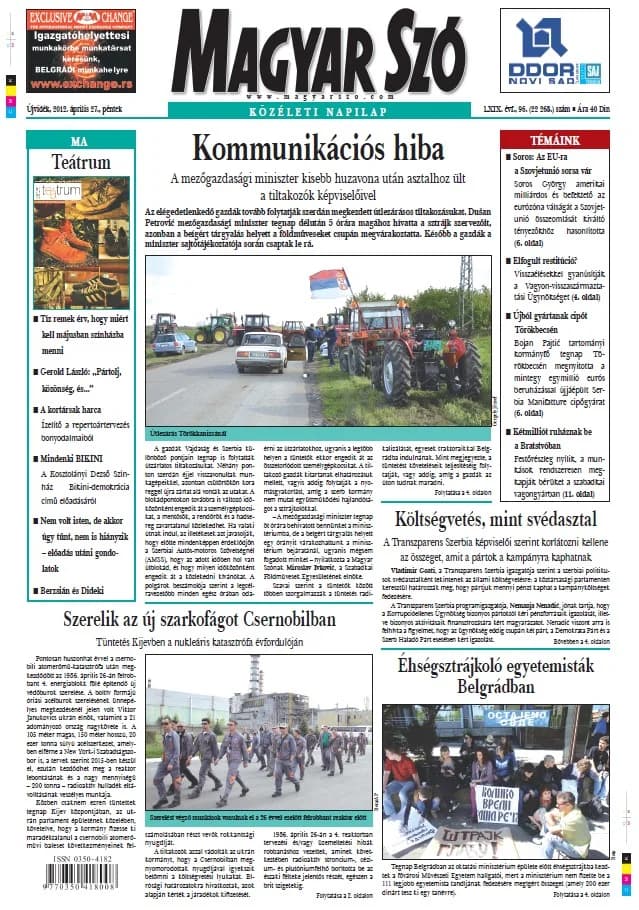 Magyar Szó, 69. évf. 2012. április 27. 96. sz. 1–20. oldal