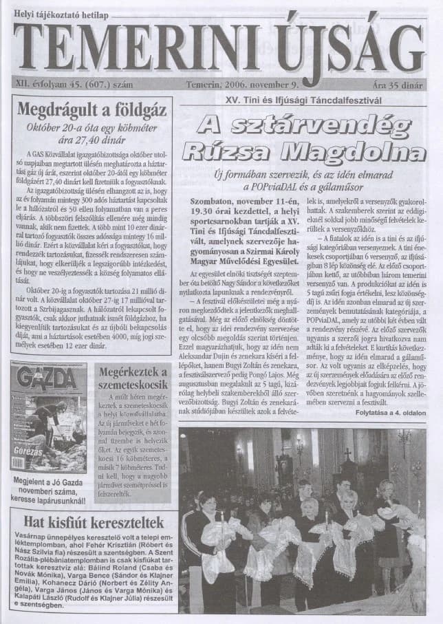 Temerini Újság, 12. évf. 2006. november 9. 45. sz.