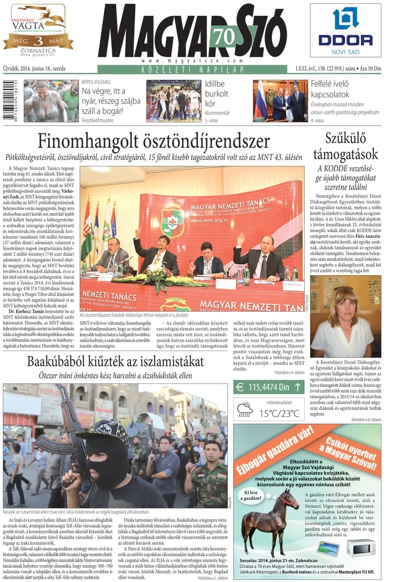 Magyar Szó, 71. évf. 2014. június 18. 138. sz. 1–20. oldal
