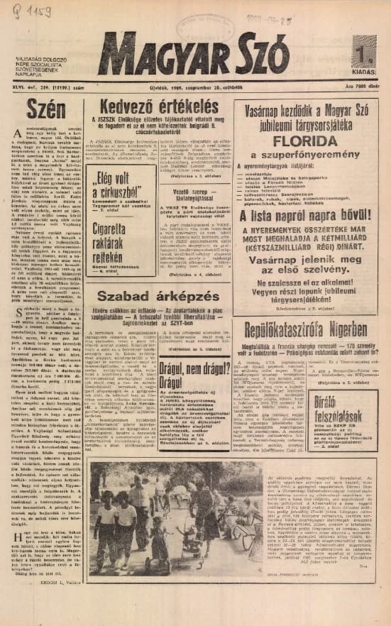 Magyar Szó, 46. évf. 1989. szeptember 21. 259. sz. 1–16. oldal