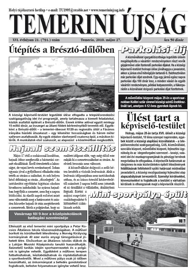 Temerini Újság, 16. évf. 2010. május 27. 21. sz.