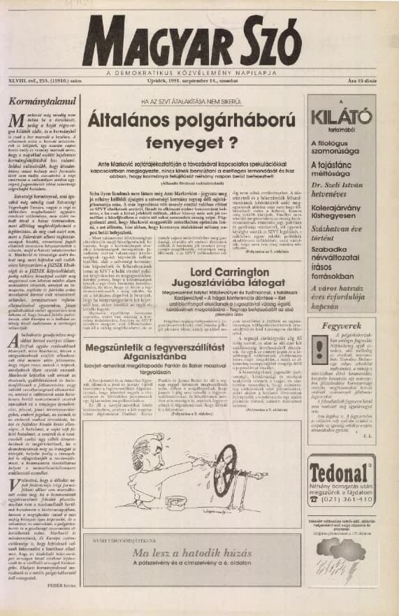 Magyar Szó, 48. évf. 1991. szeptember 14. 253. sz. 1–20. oldal