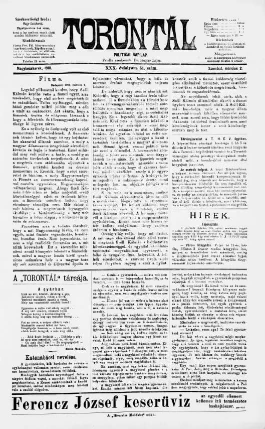 Torontál, 30. évf. 1901. március 2. 51. sz.
