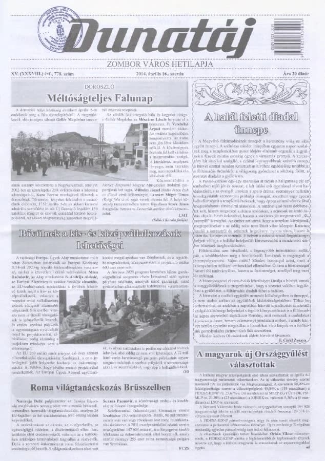 Dunatáj, 16. évf. 2014. április 16. 778. sz.