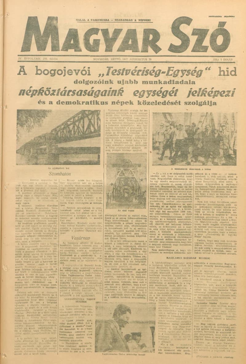 Magyar Szó, 4. évf. 1947. augusztus 25. 209. sz. 1–4. oldal