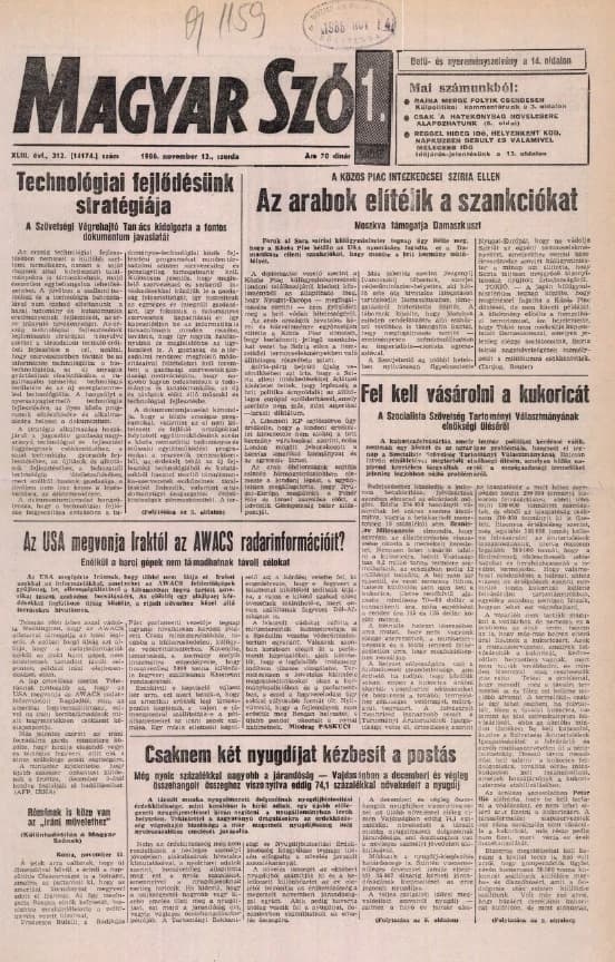 Magyar Szó, 43. évf. 1986. november 12. 312. sz. 1–16. oldal
