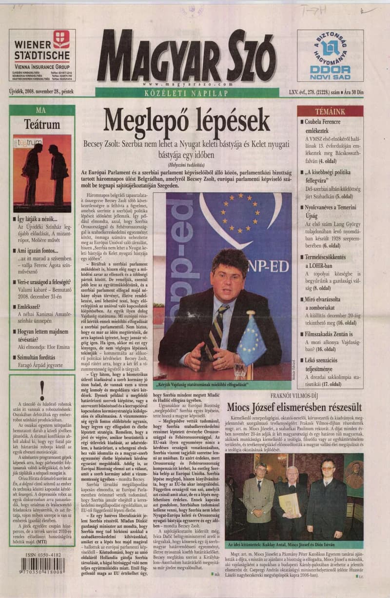 Magyar Szó, 65. évf. 2008. november 28. 278. sz. 1–20. oldal