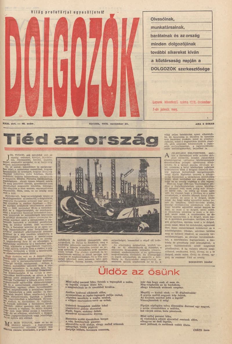 Dolgozók, 32. évf. 1978. november 27. 48. sz.