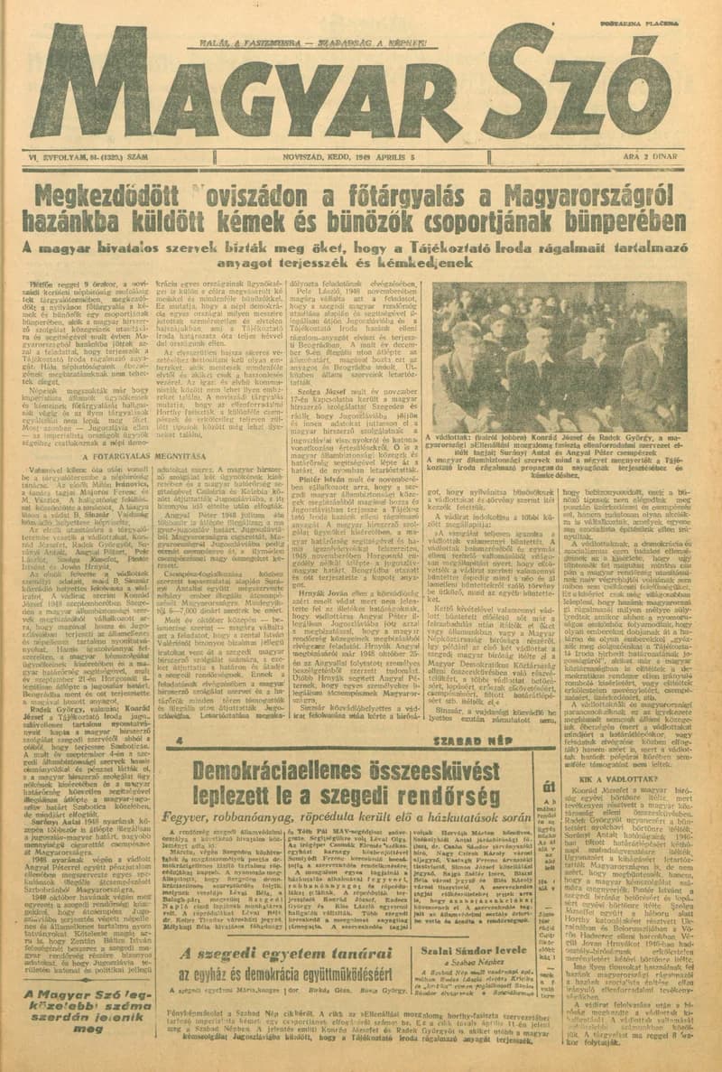 Magyar Szó, 6. évf. 1949. április 5. 81. sz. 1–4. oldal