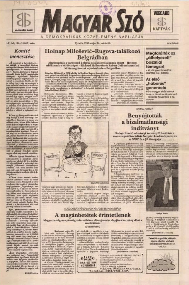 Magyar Szó, 55. évf. 1998. május 14. 114. sz. 1–16. oldal