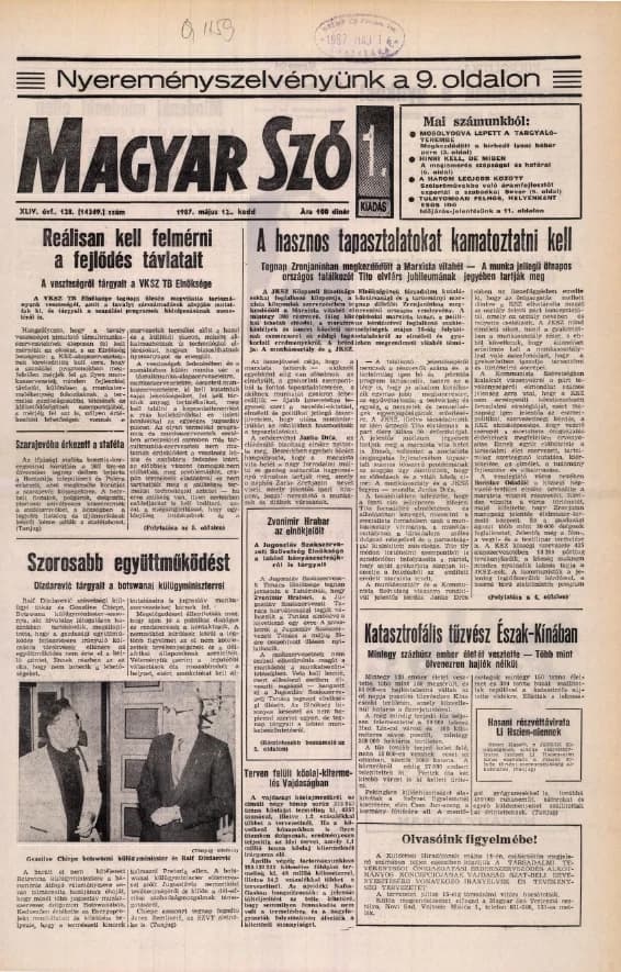 Magyar Szó, 44. évf. 1987. május 12. 128. sz. 1–20. oldal