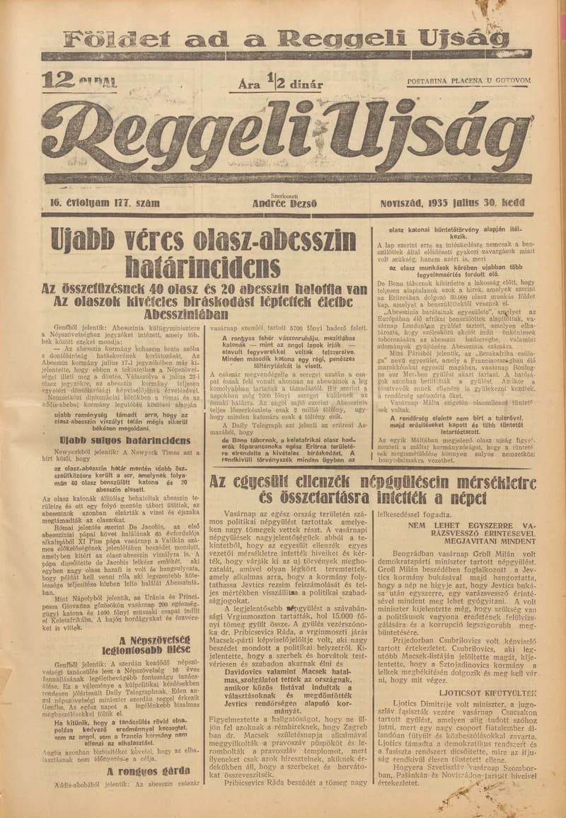 Reggeli Újság, 16. évf. 1935. július 30. 177. sz.