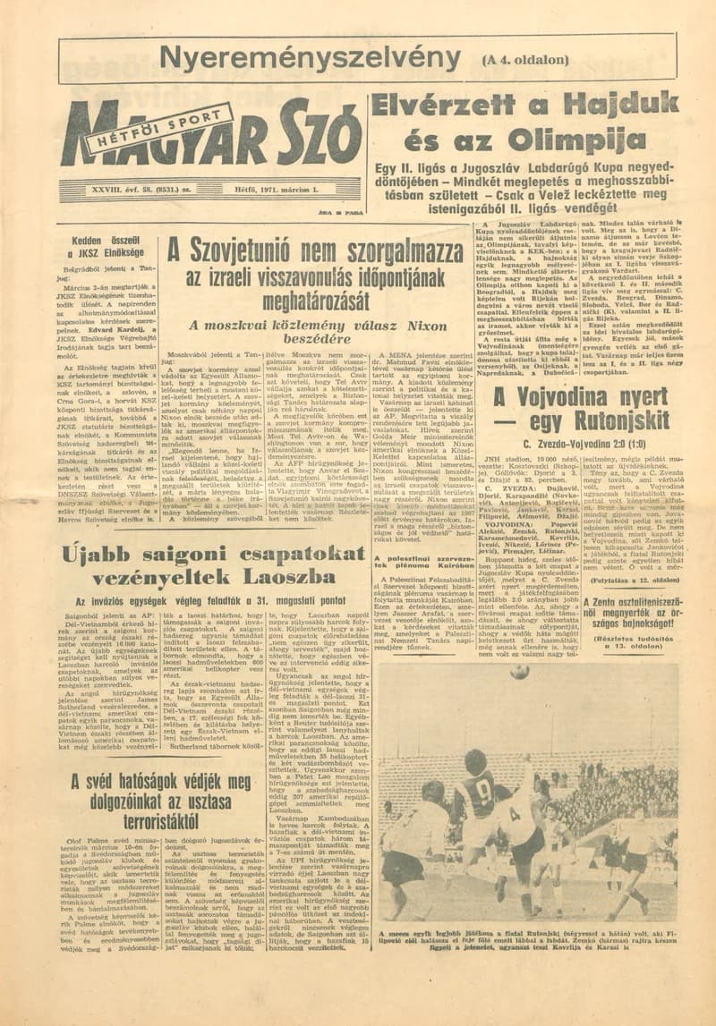 Magyar Szó, 28. évf. 1971. március 1. 58. sz. 1–16. oldal