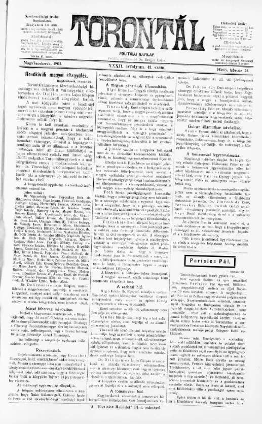Torontál, 32. évf. 1903. február 23. 43. sz.