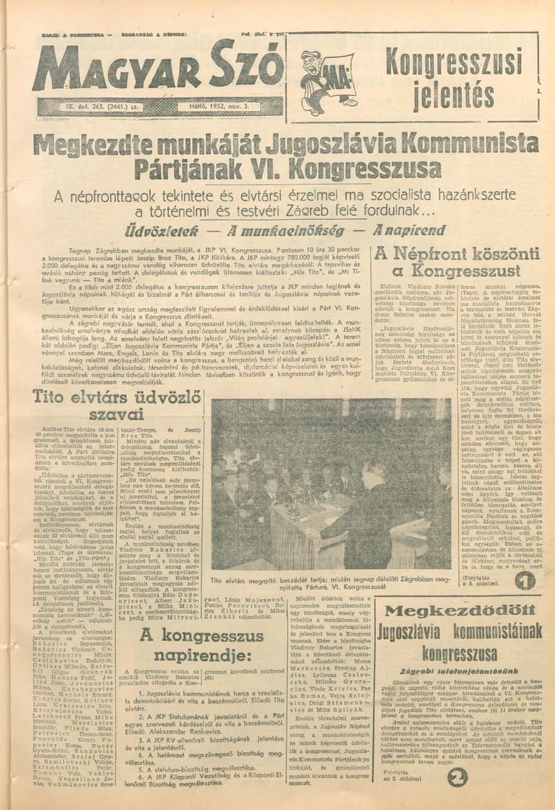 Magyar Szó, 9. évf. 1952. november 3. 263. sz. 1–14. oldal