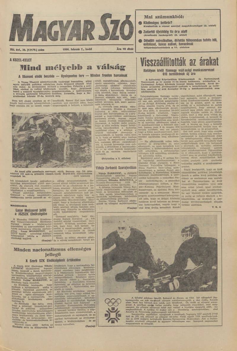 Magyar Szó, 41. évf. 1984. február 7. 36. sz. 1–20. oldal