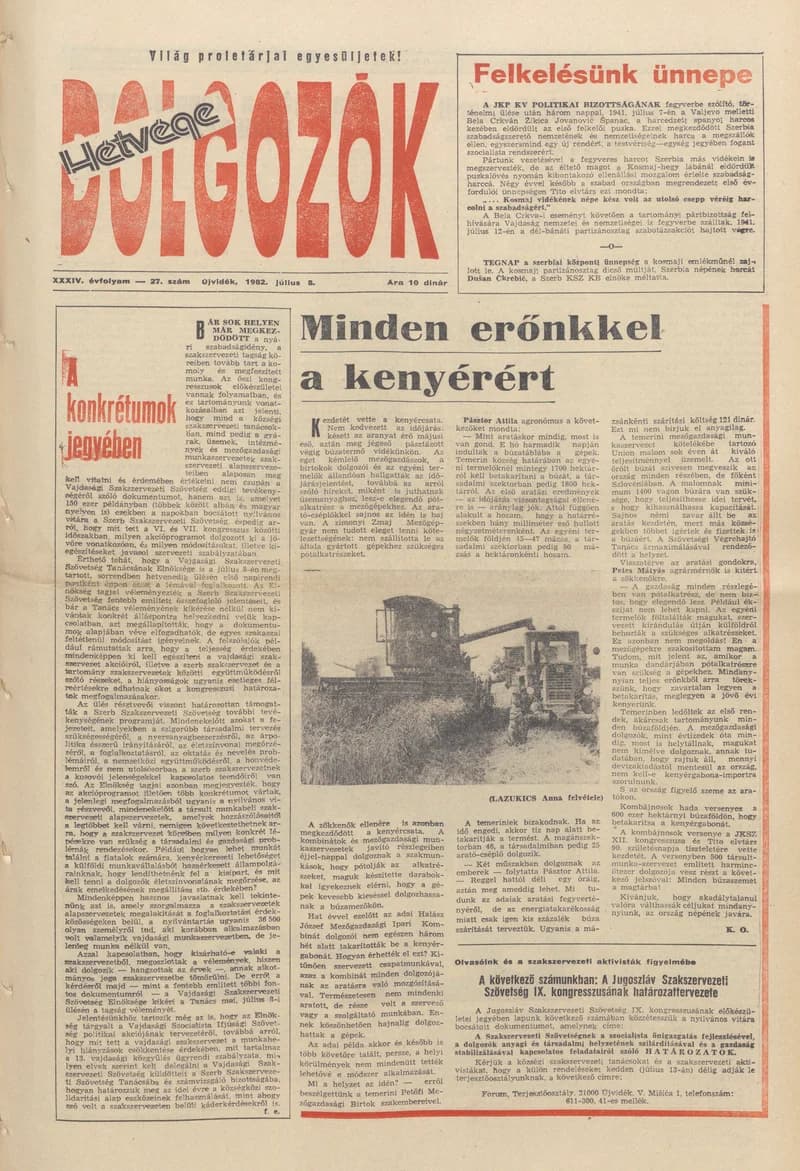 Dolgozók, 36. évf. 1982. július 8. 27. sz.