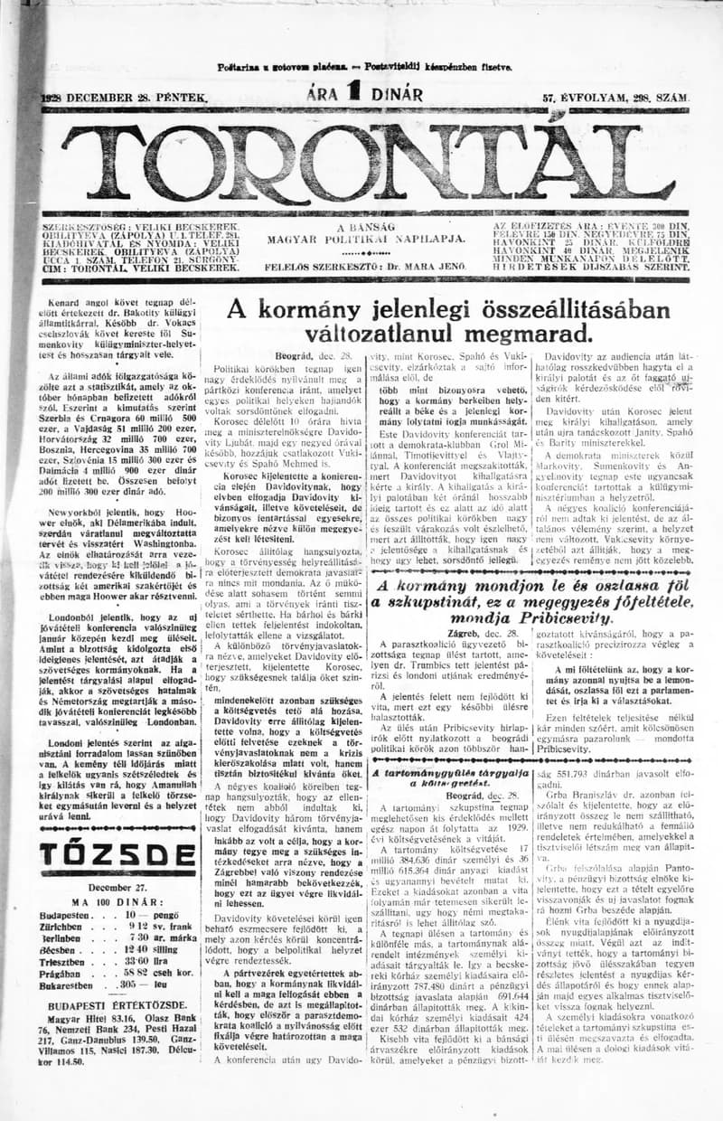 Torontál, 57. évf. 1928. december 28. 298. sz.