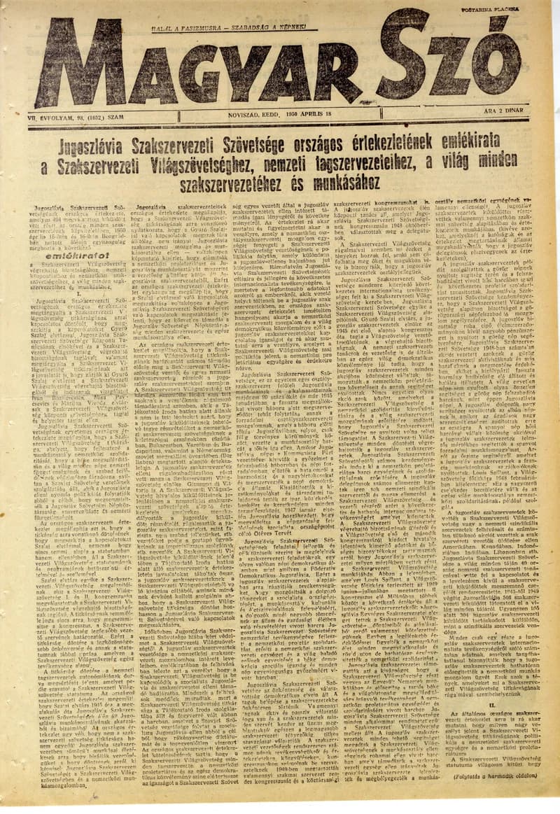 Magyar Szó, 7. évf. 1950. április 18. 93. sz. 1–4. oldal